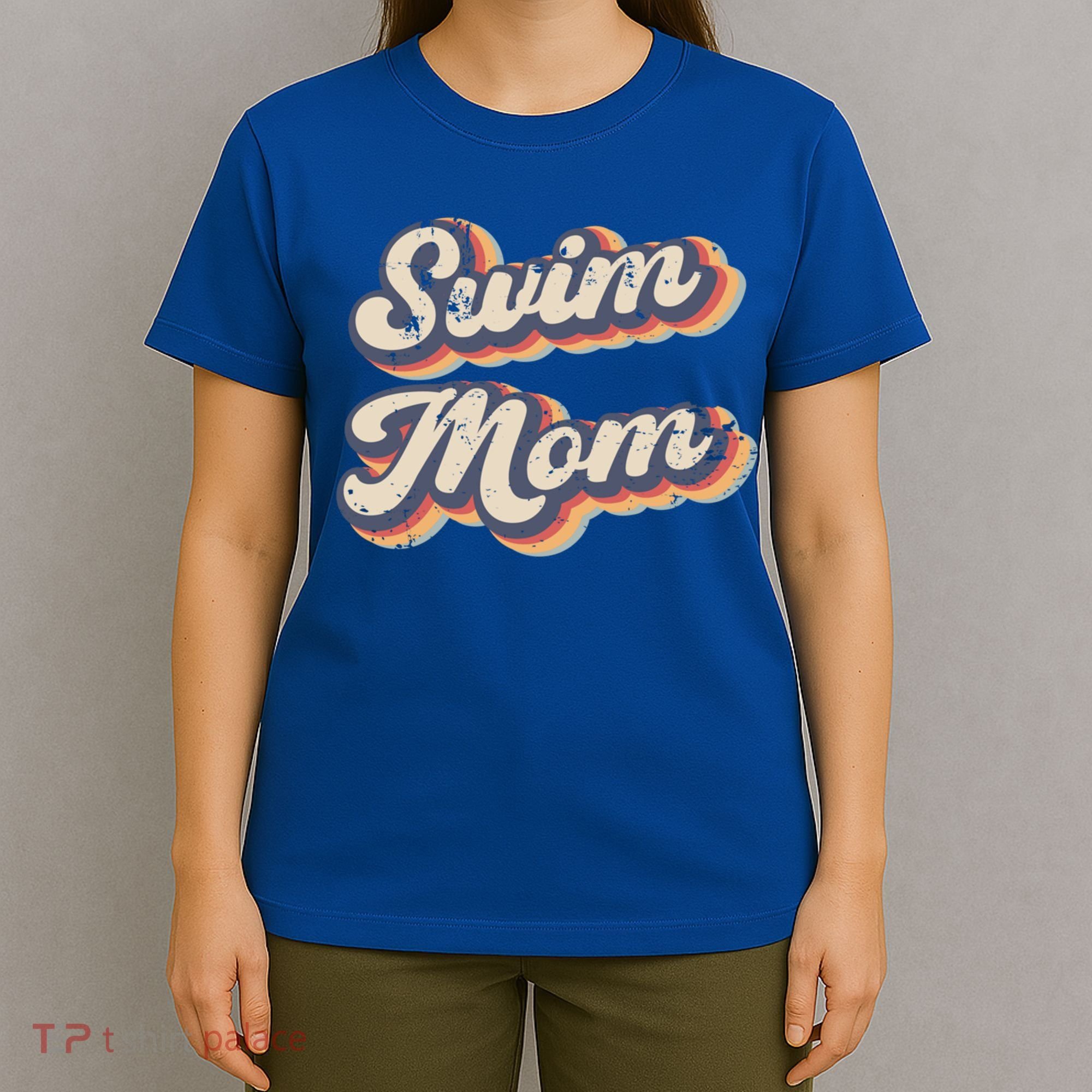 Swim Mom Vintage Rainbow Gift T-Shirt