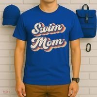 Swim Mom Vintage Rainbow Gift T-Shirt thumb 6