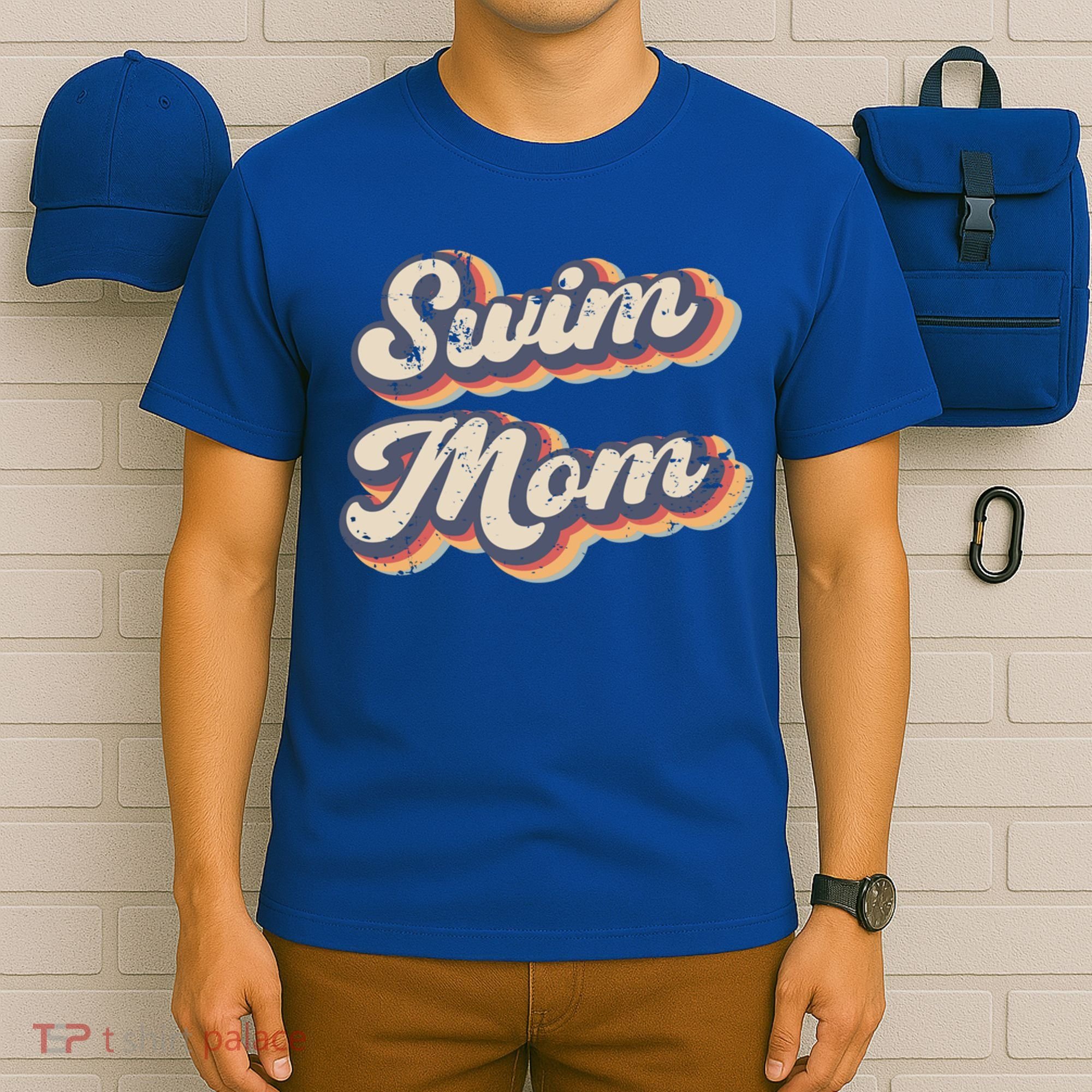 Swim Mom Vintage Rainbow Gift T-Shirt