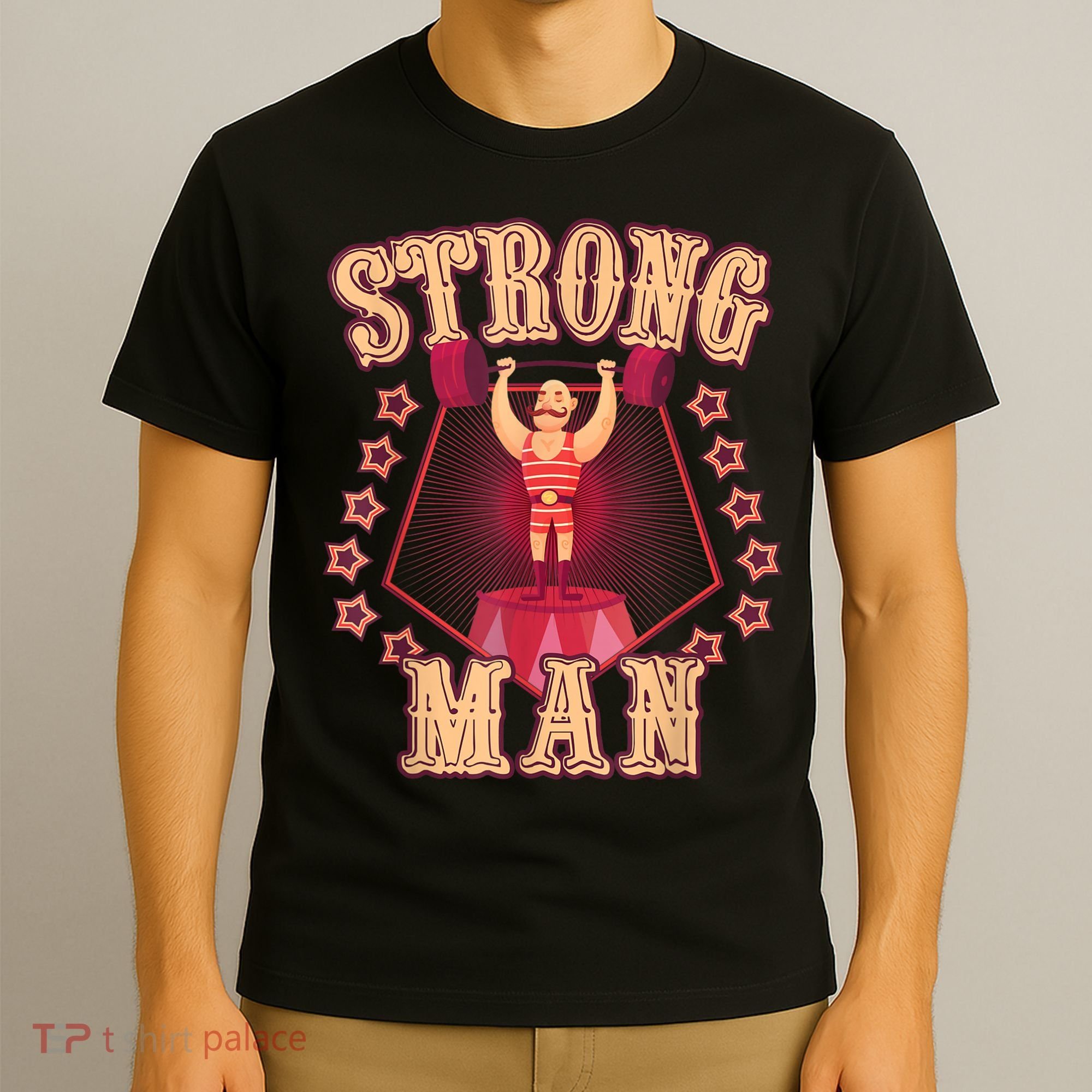 Strong Man Vintage Retro Circus Carnival Birthday Party T-Shirt