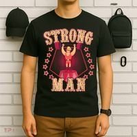 Strong Man Vintage Retro Circus Carnival Birthday Party T-Shirt thumb 6