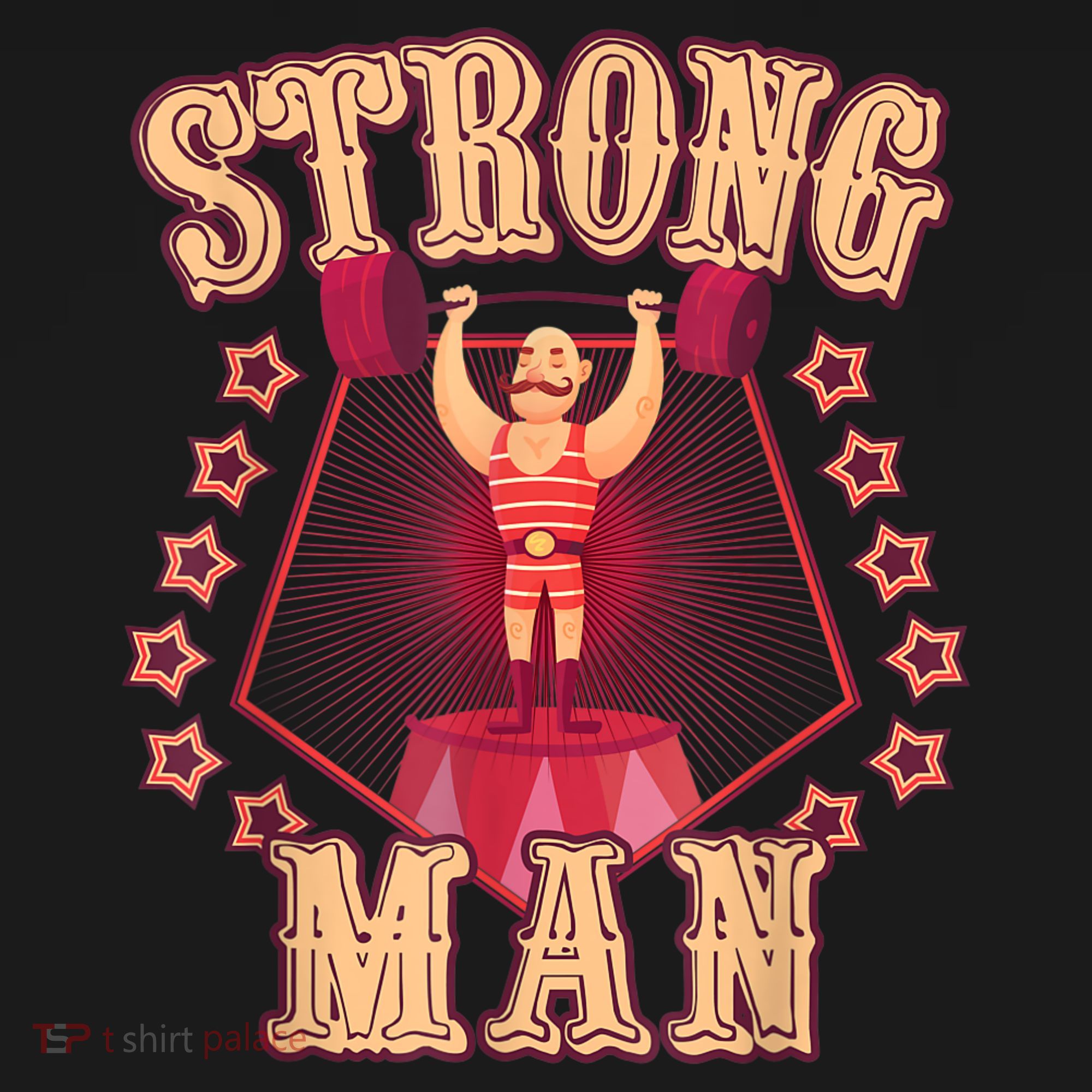 Strong Man Vintage Retro Circus Carnival Birthday Party T-Shirt