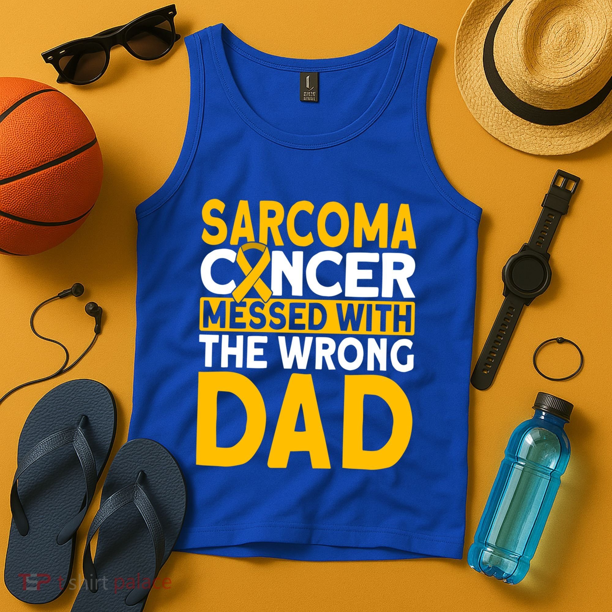 Sarcoma Messed With The Wrong Dad Sarcoma Cancer Awareness Cool Gift Tank Top