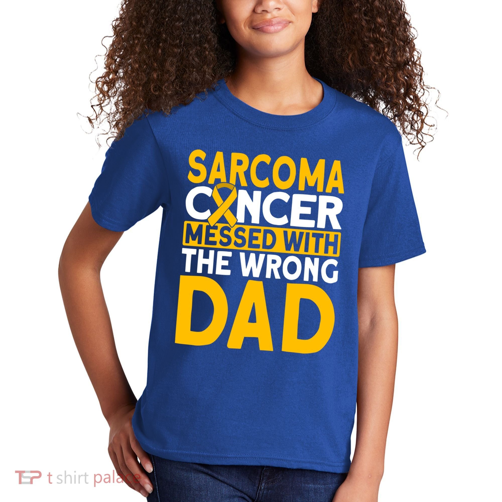 Sarcoma Messed With The Wrong Dad Sarcoma Cancer Awareness Cool Gift Kids T-Shirt