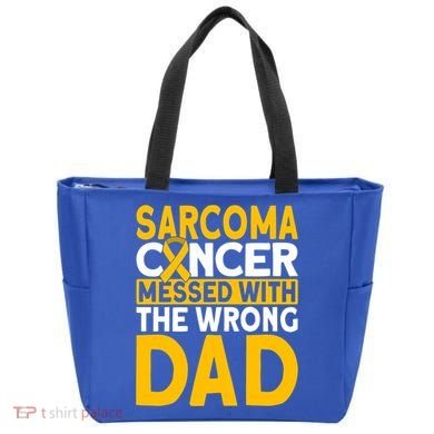 Sarcoma Messed With The Wrong Dad Sarcoma Cancer Awareness Cool Gift Tote Bag
