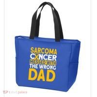 Sarcoma Messed With The Wrong Dad Sarcoma Cancer Awareness Cool Gift Tote Bag thumb 3