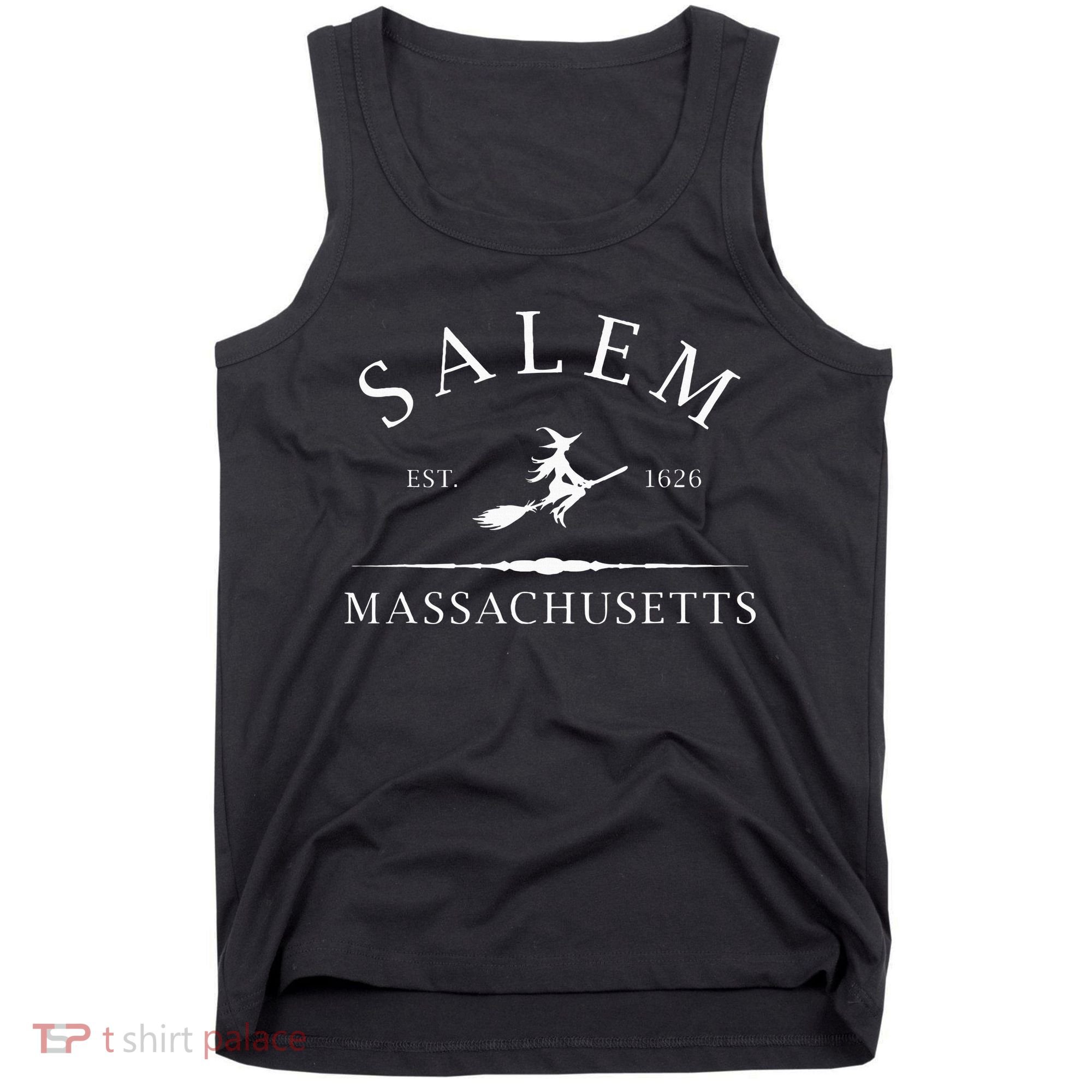 Salem Massachusetts Witch Est 1626 Letter Tank Top