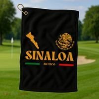 Sinaloa Mexico With Mexican Emblem Sinaloa Golf Towel thumb 1