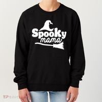 Spooky Mama Witch Broom Halloween Women's Sweatshirt thumb 0