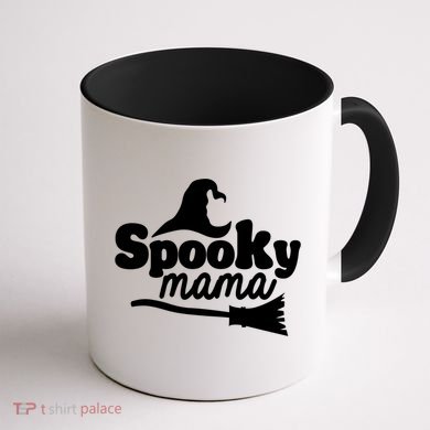 Spooky Mama Witch Broom Halloween Coffee Mug back
