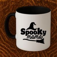 Spooky Mama Witch Broom Halloween Coffee Mug thumb 2