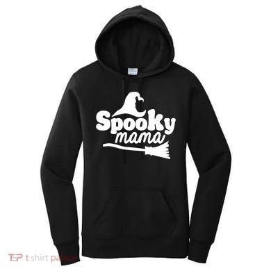 Spooky Mama Witch Broom Halloween Women's Hoodie