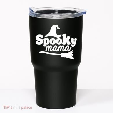 Spooky Mama Witch Broom Halloween Tumbler