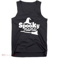 Spooky Mama Witch Broom Halloween Tank Top thumb 0