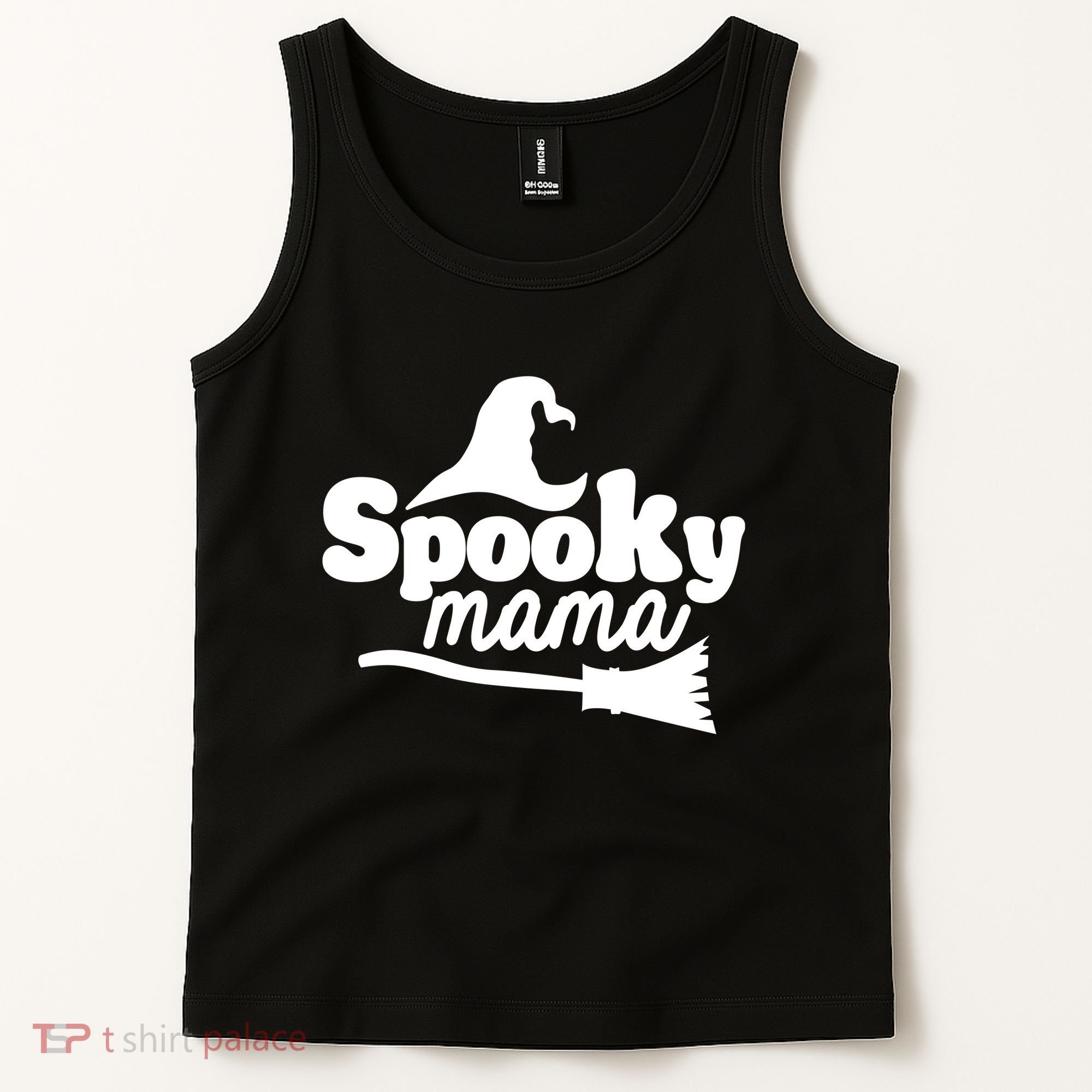 Spooky Mama Witch Broom Halloween Tank Top