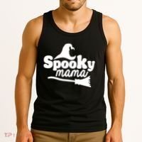 Spooky Mama Witch Broom Halloween Tank Top thumb 3