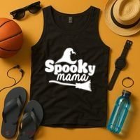 Spooky Mama Witch Broom Halloween Tank Top thumb 4