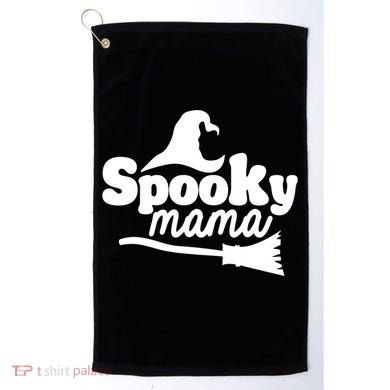 Spooky Mama Witch Broom Halloween Golf Towel