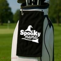 Spooky Mama Witch Broom Halloween Golf Towel thumb 2