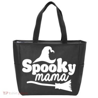 Spooky Mama Witch Broom Halloween Tote Bag