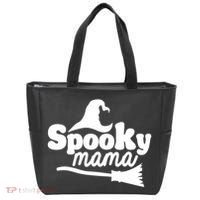 Spooky Mama Witch Broom Halloween Tote Bag thumb 0