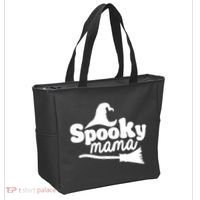 Spooky Mama Witch Broom Halloween Tote Bag thumb 2
