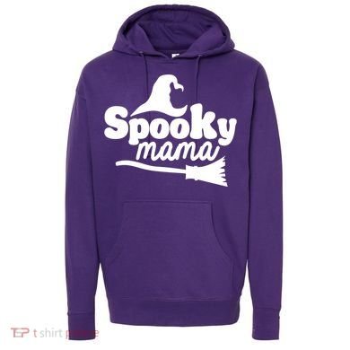 Spooky Mama Witch Broom Halloween Hoodie