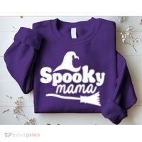 Spooky Mama Witch Broom Halloween Sweatshirt thumb 2
