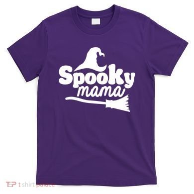 Spooky Mama Witch Broom Halloween T-Shirt