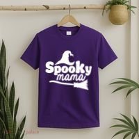Spooky Mama Witch Broom Halloween T-Shirt thumb 2