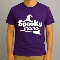 Spooky Mama Witch Broom Halloween T-Shirt thumb 3