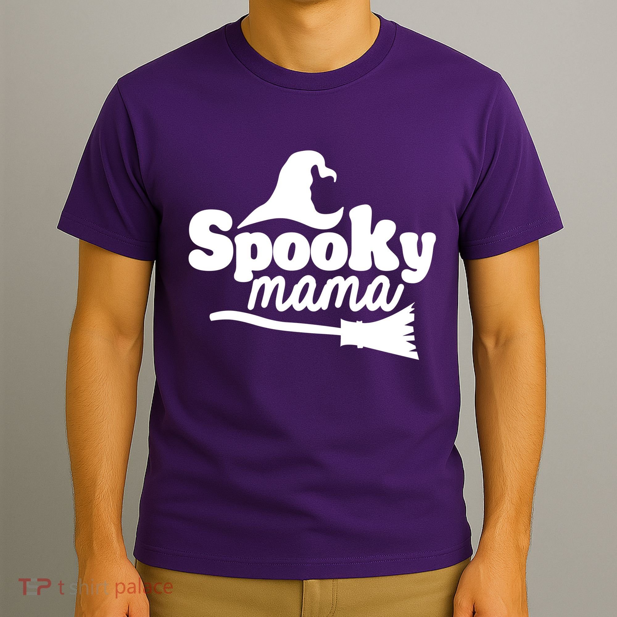 Spooky Mama Witch Broom Halloween T-Shirt
