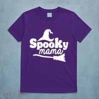 Spooky Mama Witch Broom Halloween T-Shirt thumb 5