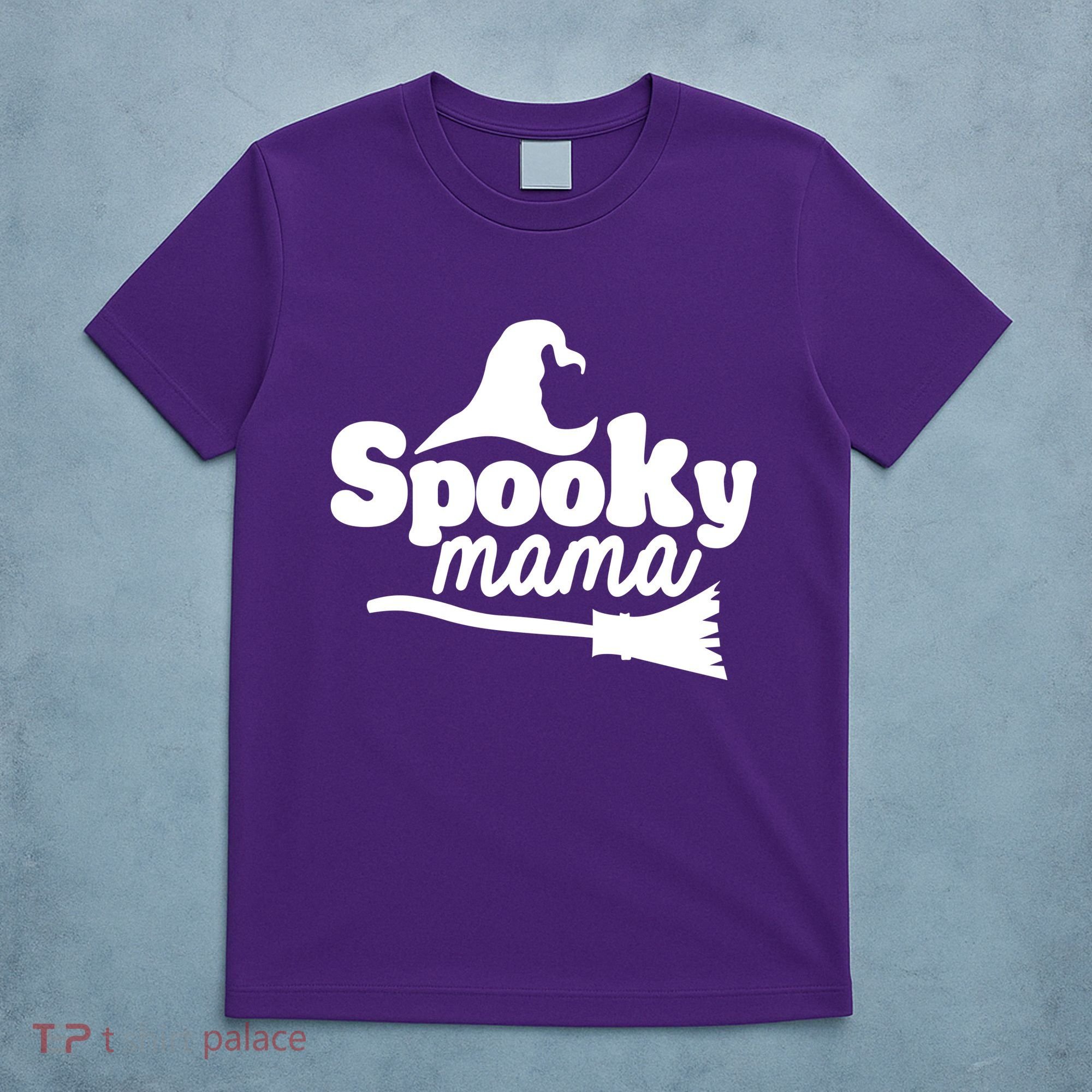 Spooky Mama Witch Broom Halloween T-Shirt