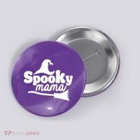 Spooky Mama Witch Broom Halloween Button thumb 0