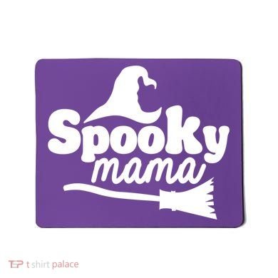 Spooky Mama Witch Broom Halloween Mousepad