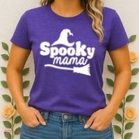 Spooky Mama Witch Broom Halloween Women's T-Shirt thumb 2
