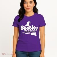 Spooky Mama Witch Broom Halloween Women's T-Shirt thumb 4