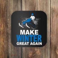 Snowmobile Make Winter Great Again Snowmobiling Gifts Coaster thumb 0
