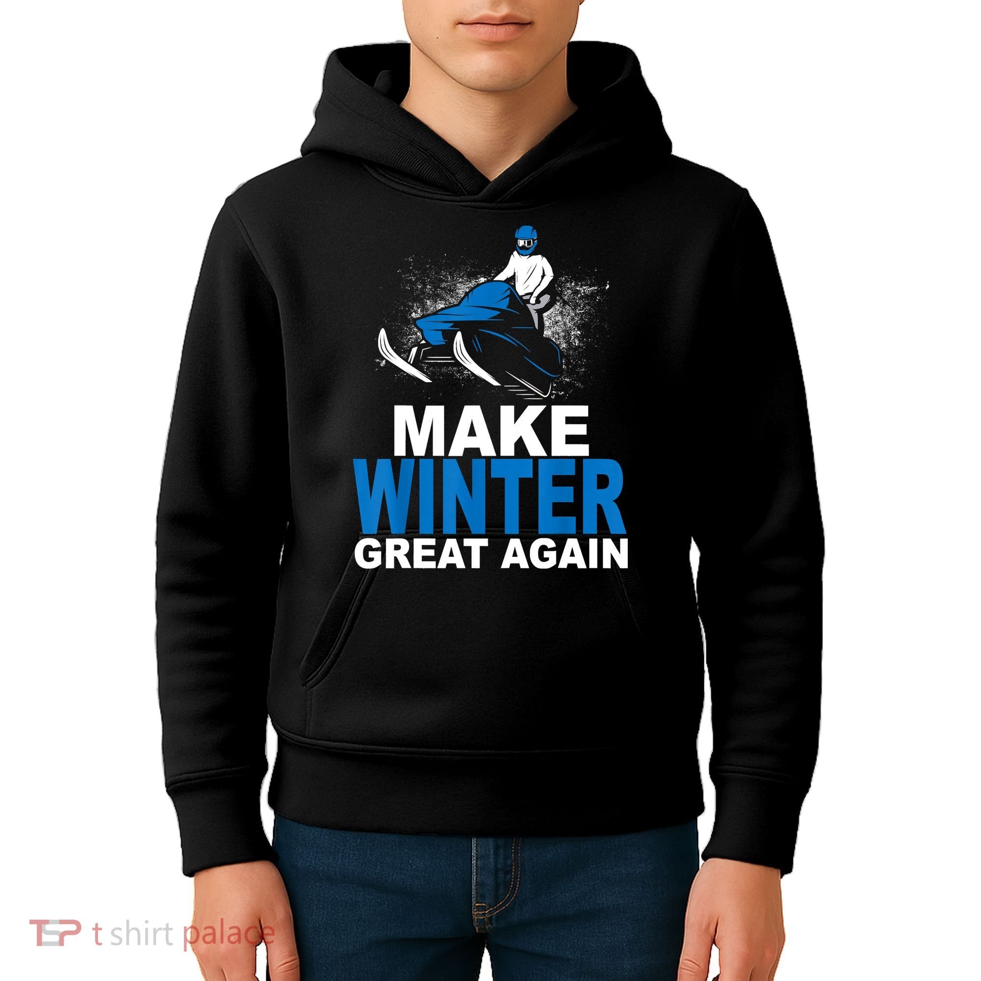 Snowmobile Make Winter Great Again Snowmobiling Gifts Kids Hoodie