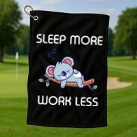 Sleep More Work Less Golf Towel thumb 1