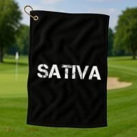 Sativa Marijuana Weed Cannabis Pot Smoker Golf Towel thumb 1
