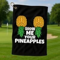 Show Me Your Pineapples Swinger Upside Down Pineapple Men Golf Towel thumb 1
