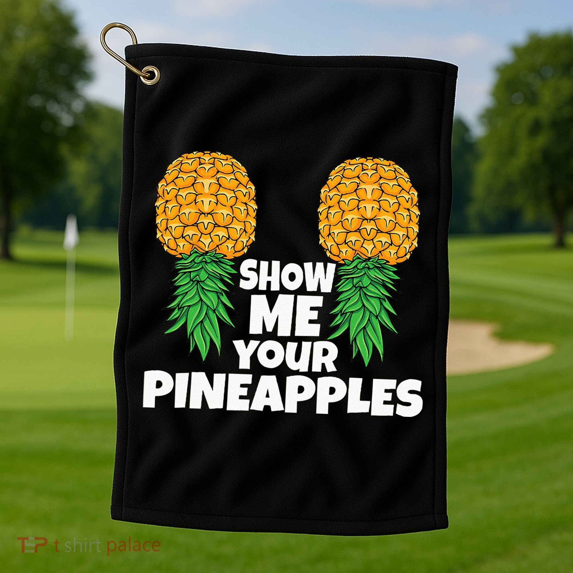 Show Me Your Pineapples Swinger Upside Down Pineapple Men Golf Towel