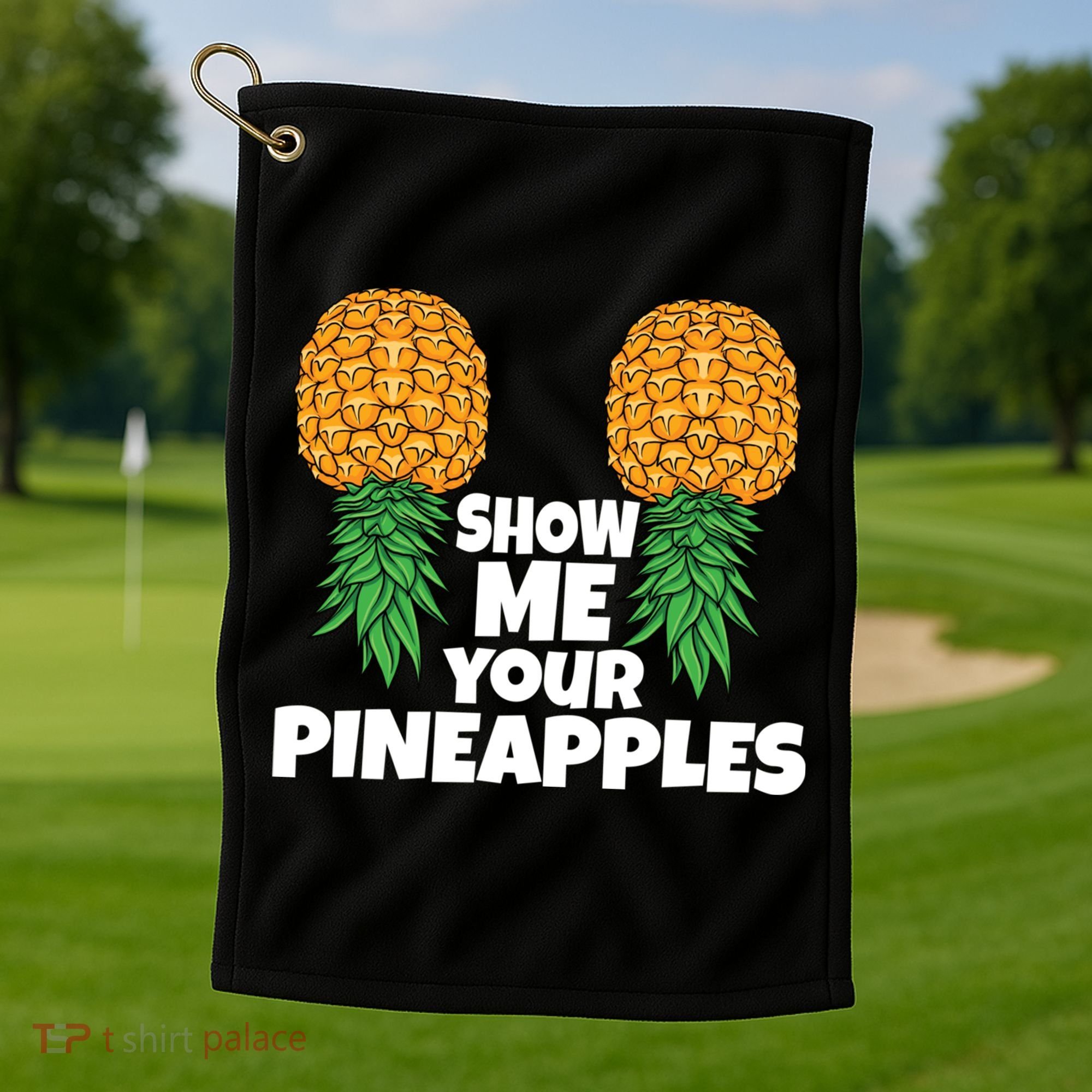 Show Me Your Pineapples Swinger Upside Down Pineapple Cool Gift Golf Towel