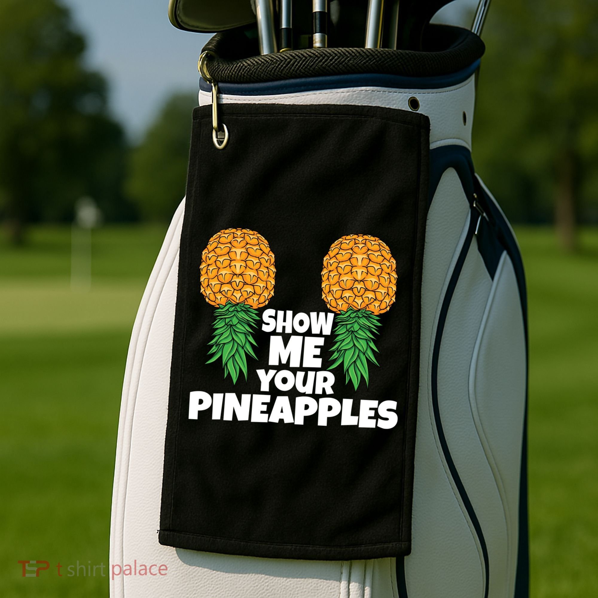 Show Me Your Pineapples Swinger Upside Down Pineapple Cool Gift Golf Towel