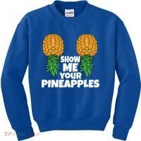 Show Me Your Pineapples Swinger Upside Down Pineapple Cool Gift Kids Sweatshirt thumb 0