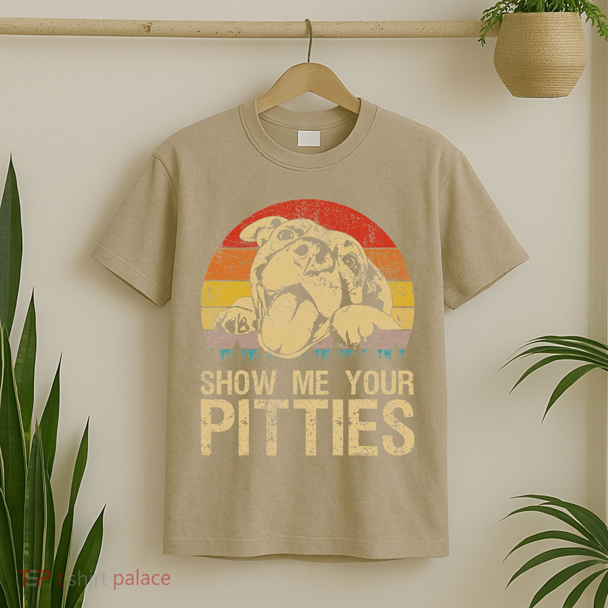 Show Me Your Pitties Funny Pitbull Dog Lovers Retro Vintage T-Shirt