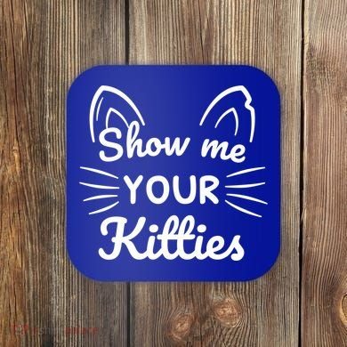 Show Me Your Kitties Dirty Cat Pun Gift Coaster