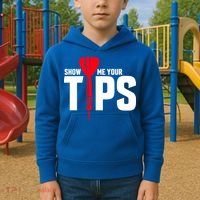 Show Me Your Tips Gift Funny Dart Quote Meme Gift Kids Hoodie thumb 2